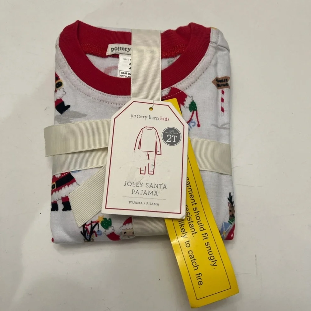 Pottery Barn Kids Jolly Santa Pajama Set Size 2T, NWT